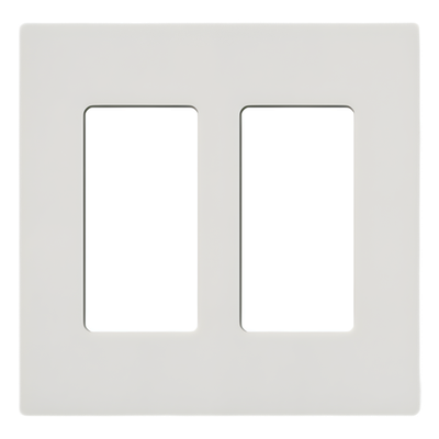 Placa de pared de 2 espacios sin tornillos visibles en acabado Snow satinado, compatible con atenuadores e interruptores Lutron Maestro, Diva, Claro y controles Pico