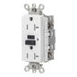 Contacto GFCI 20 A 125 V / Resistente a Intemperie / A prueba de manipulaciones / Color Blanco (Nema 5-20R) / Grado Industrial.
