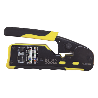 Ponchadora/Pelacables/Cortacables con Matraca para Conectores Pass-Thru RJ45 y Conectores Estándar RJ11/RJ12.