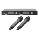 Sistema de Microfonía Inalámbrico UHF / 2 Micrófonos de Mano / 200 Canales / Alcance 100 m (328 ft) / Frecuencia 640-857 MHz / Batería 10-15 Horas