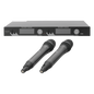 Kit de Microfonía inalámbrico | 2 Micrófonos de mano | Receptor UHF | Pantalla LCD | 200 Canales | Gran cobertura