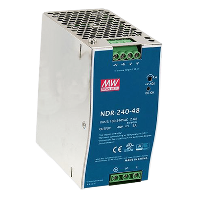Fuente de Poder Industrial de 240W, salida 48Vcc, 5A, para montaje Riel Din