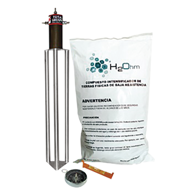 Kit Antivandalico de puesta a tierra de 45 A con Electrodo, Acoplador en Filtro y Compuesto H2Ohm.