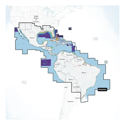 Cobertura Marítima / Costa de México, Centroamérica y Brasil / Incluye Golfo de EE. UU. y Costa Oriental / Bermudas, Bahamas, Cuba, Puerto Rico / Islas Vírgenes, Jamaica, Canal de Panamá / Costa Oc
