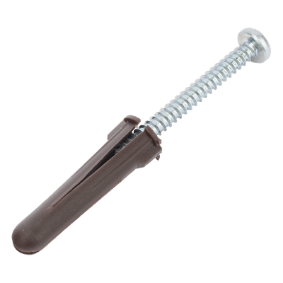 Paquete de 10 taquetes café 1 3/4\" y 10 tornillos 10mm x 1 3/4\" (1104-05002)