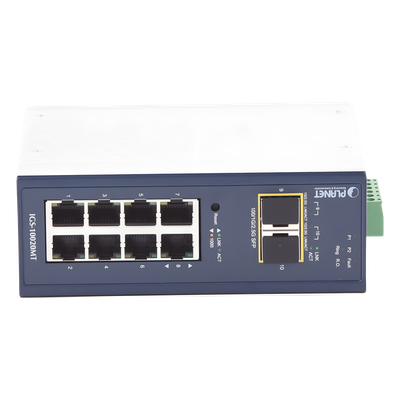 Switch Industrial Administrable Capa 2, 8 Puertos 10/100/1000T, 2 Puertos SFP 1G / 2.5 G BASE X