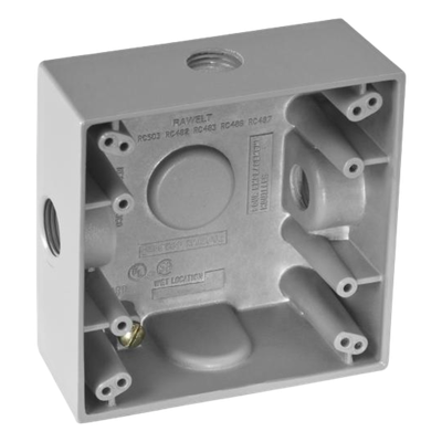 Caja Cuadra de 1/2\" a Prueba de  Intemperie/ Cuenta con 3 salidas.