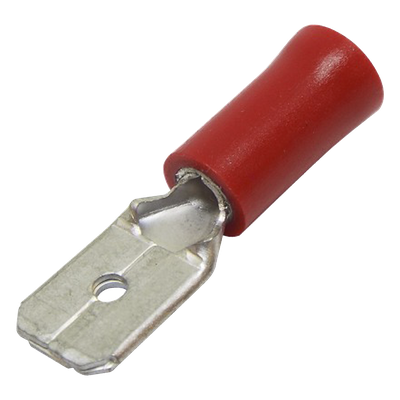 Terminal tipo macho aislada / 22 - 16 AWG / Rojo / Paquete de 25 piezas.