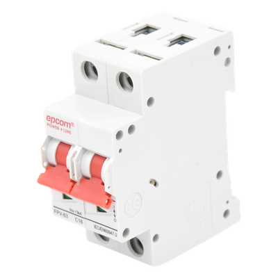 Protección Térmica/ Interruptor 2P, 16A,  Corriente Directa  800 Vcc para Aplicación Fotovoltaica Montaje Riel DIN