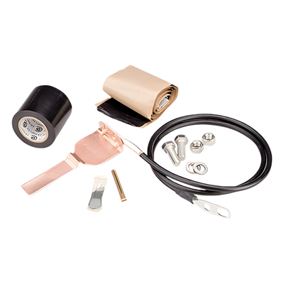 Kit de aterrizaje Estándar para cable coaxial de 1/4\", 3/8\", CNT-400, 9913. Longitud del conductor 60\".