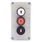 Botonera de control triple / IP40 / -20 a 50 °C / ≤24 VCC / 67 x 133 x 49 mm / 2.6 x 5.2 x 1.9 in