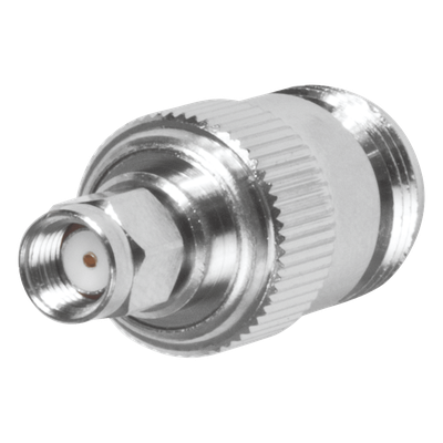 Adaptador en Línea, de Conector SMA Macho Inverso a N Hembra, Níquel/ Oro/ Teflón.