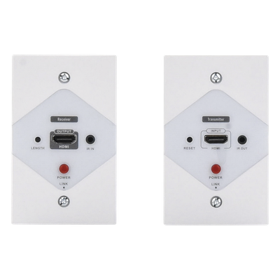 Kit Extensor HDMI en PLACAS DE PARED para distancias de 40 metros / Resolución 1080P @ 60 Hz / Cat 6/6A/ 7 / HDR/ Cero Latencia / Soporta Control Remoto / Placa de pared de 2.74 x 4.49” (tamaño est