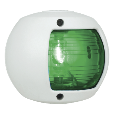 Luz lateral de Navegación en Color Verde con Carcasa Blanca para Embarcaciones a Vela o a Motor de Menos de 20 Metros
