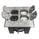 Caja de Piso Empotrable / Tapa Abatible Aluminio / Energía 127 V + Datos Voz/Datos / 2 Contactos 15A / 2 Módulos Keystone / Interior