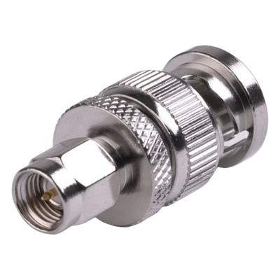 Adaptador en Línea de Conector SMA Macho a BNC Macho, Níquel/ Oro/ Teflón.
