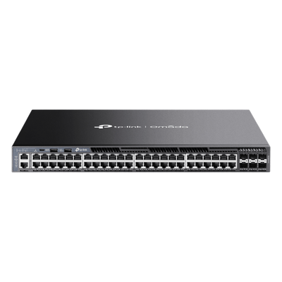 Switch Omada L3 SDN Administrable / 48 puertos Gigabit y 6 puertos SFP+ / Funciones RIP, VRRP, Servidor DHCP / Administración centralizada OMADA / Fuente Redundante
