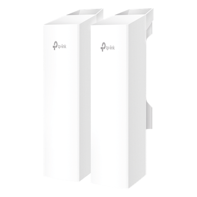 KIT de Enalce Inalámbrico Omada para Exterior / Frecuencia de 5GHz / Emparejamiento Automático / 3 puertos Gigabit / PoE Pasivo 24 Vcc o 802.3 PoEaf / Antena Direccional de 7 dBi MIMO 2x2 / Adminsi