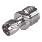 Adaptador Coaxial en Línea / Mini UHF Macho a UHF Hembra (SO-239) / Cuerpo Níquel / Contacto Oro / Aislante Teflón
