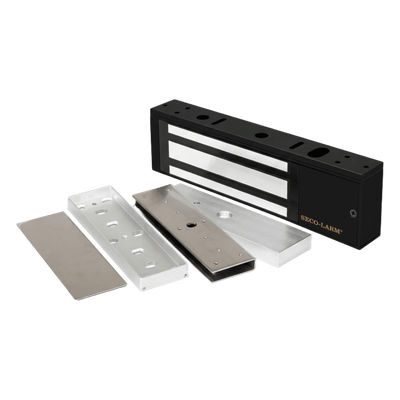 Kit Para Control de Acceso Incluye Chapa Magnética de 1200 Lbs Color Negro / Montaje En \"U\" Para Puerta de Cristal /  Uso Interior / Certificación UL / Diseño Elegante