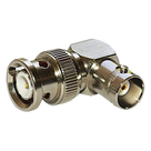 Adaptador RF / BNC Macho a Hembra / Ángulo Recto / 50 Ohm / Cuerpo Niquelado / Contacto Plateado / Aislante Teflón