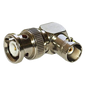 Adaptador en Ángulo Recto, de Conector BNC Macho a BNC Hembra, 50 Ohm (Monitor), Níquel/ Plata/ Teflón.