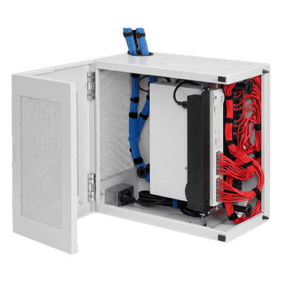 Gabinete de Pared L-Box 6U / Acero 1.9 mm / 610 x 610 x 313 mm (24x24x12 in) / Puerta L 120° / RAL 7035 / Rack 19\"