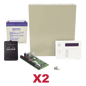 Paquete de 2 paneles de control antirrobo VISTA-48 con teclado-receptor inalámbrico 6160RF, batería y transformador