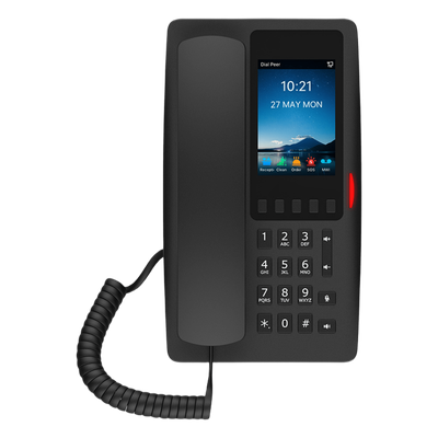 Teléfono IP Hotelero Wi-Fi 6 / Pantalla IPS 3.5\" 320x480 / 2 Líneas SIP / 5 Teclas Programables / Puerto USB-A / PoE 802.3af / Audio HD / Diseño Negro