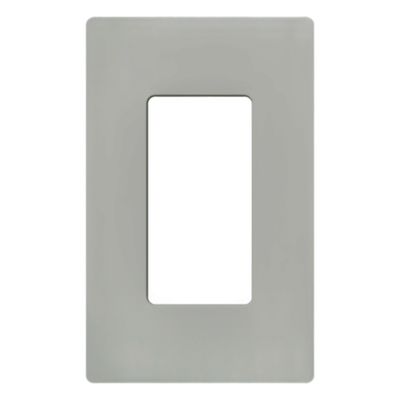 Placa de pared Claro de 1 espacio sin tornillos visibles, para atenuadores, apagadores y controles Lutron con apertura tipo Designer, acabado brillante color gris
