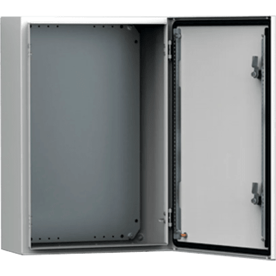 Gabinete de Uso Exterior MAS 400 x 300 x 210 mm (15.7 x 11.8 x 8.3 in) NEMA 4/12/13; IP66; IK10 de Acero Dulce 1.5 mm con Platina de Montaje Incluida Color Gris Claro