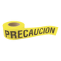 Cinta para barricada \"PRECAUCION\" de 100 m y ancho de 3\".
