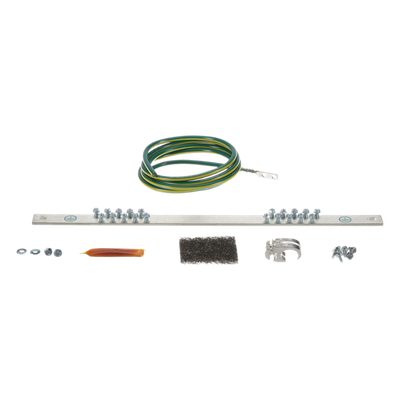 Kit de Puesta a Tierra con Jumper 6 AWG RGREJ696Y y Barra de Conexiones de 20 Orificios RGRB19U, para Rack de 19in