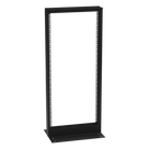 Rack de 2 Postes / 24 Unidades / 19\" EIA-310D / Carga 460 kg / Base L para Piso / Acero Cal. 11 y 14