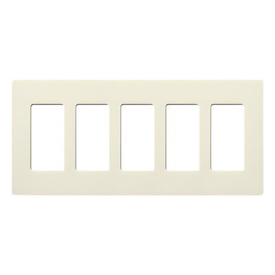 Placa de pared Satin Colors de 5 espacios sin tornillos visibles, color biscuit, para atenuadores, switches y controles Pico