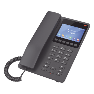 Teléfono IP WiFi Hotelero con pantalla LCD a color, 2 líneas SIP con 2 cuentas, codec Opus, IPV4/IPV6, color negro, con gestión en la nube GDMS