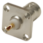 Conector BNC Hembra para Chasis, 4 Perforaciones con 12.7 mm, Plata/ Oro/ Teflón.