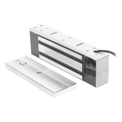 Chapa Magnética / Fuerza de Retención 500 kg (1200 lbs) / IP68 / Voltaje Dual 12/24 VCC / Aluminio Anodizado