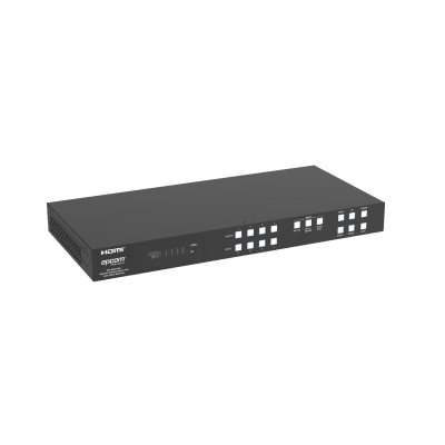 Switch de Video Matrix 4x4 HDMI 2.0 | 18Gbps Ancho de Banda | 4K2K@60Hz Resolución | 4 Entradas 4 Salidas HDMI | Audio LPCM y Dolby Digital | Control TCP-IP y RS-232 | Conectores Phoenix para Audio