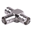 Adaptador RF / Triple BNC Hembra en T / 50 Ohm / Cuerpo Niquelado / Contacto Plateado / Aislante Teflón