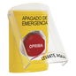 Botón de Apagado de Emergencia, Texto en Español, Tapa Protectora de Policarbonato Súper Resistente, Restablecimiento con Llave