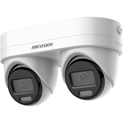 PanoVu Series / Lente Dual de 4 Megapixel / 2 Lentes Fijos de 2.8 mm / Recomendado para Pasillos o Esquinas / IP67 / IK10 / PoE / WDR 120 dB / Dual Light (30 mts IR + 30 Mts Luz Blanca) / Micrófono