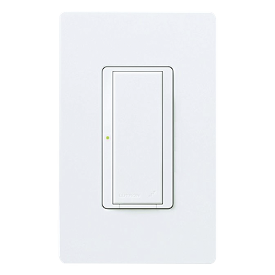 Interruptor inalámbrico on/off Maestro Wireless de 8 A para iluminación y ventiladores de 1/10 HP, 120-277 V, no requiere neutro, compatible con hub Vive, color blanco