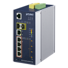 Switch Industrial Administrable / 4 Puertos Gigabit Ultra PoE 60W / 2 Puertos SFP / Rango -40°C a 75°C / IP30 / Riel DIN o Pared
