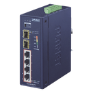 Switch PoE+ Industrial / 4 Puertos Gigabit PoE+ 802.3at / 2 SFP 1000X / IP40 / -40°C a 75°C / 130.6W / 12-56VDC