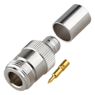 Conector RF Coaxial / N Hembra Inverso / Anillo Plegable / Cables RG-8/U, 9913, LMR-400 / Grupo I / Níquel-Oro-Teflón