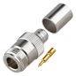 Conector N Hembra Inverso de Anillo Plegable para Cables 9913, RG-8/U, LMR-400, Grupo I, Níquel/ Oro/ Teflón.