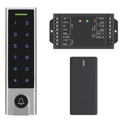 Mini Controlador de Acceso con Teclado Inalámbrico / Cuenta con Botón de Salida Inalámbrico / Soporta Tarjeta y Contraseña / Cuenta con Botón de Timbre