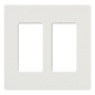 Placa de pared Claro de 2 espacios sin tornillos visibles, color blanco brillante, para atenuadores, apagadores y controles Pico Lutron