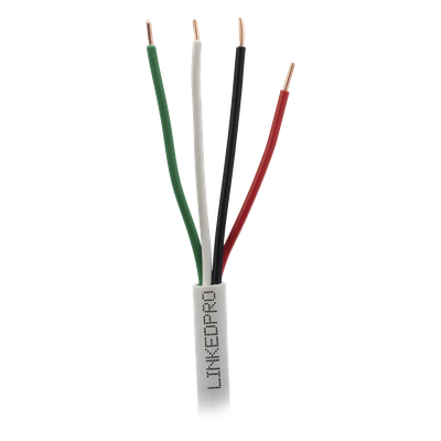Bobina de 305 Metros (1000 Pies) / Alambre de Cobre 4 x 18 AWG / Color Blanco / CM / Para Sistemas de Seguridad y Alarmas